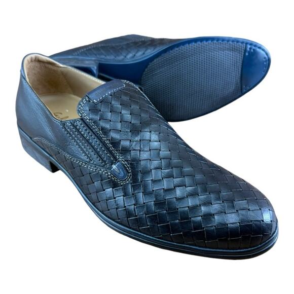 Galizio Torresi Men’s slip on Leather  navy Blue shoes loafers Size 8.5/9|42 EU main image 6